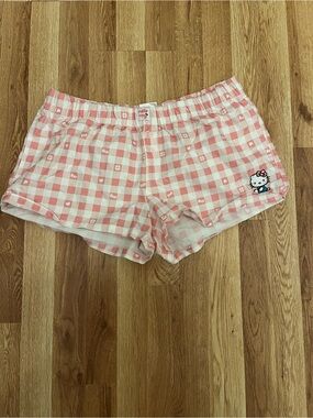 Hello Kitty Pink and White Gingham Lounge Shorts